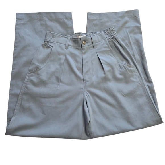 Madewell The Neale Straight Leg Pant Drapeweave Blue Pleated Trousers size 4 - Picture 7 of 10